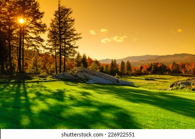 Fall Foliage Landscape, Stowe, Vermont, USA