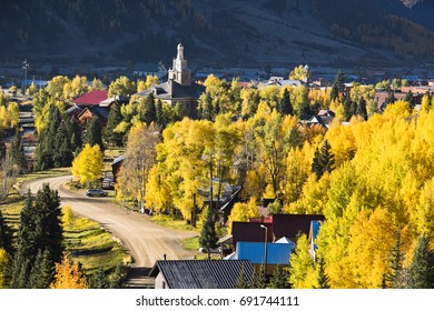 Fall Foliage In The Small Mountain Town Of Silverton, Colorado. 