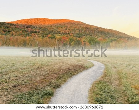 Fall foliage at winding Windham Path. late summer early fall.  Walk, bike, hike, run. A meadow, creek. misty mountain peak sunrise at dawn. Small town countryside vibe.  Charming ski in the Catskills.