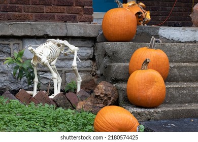 Fall Halloween Front Porch Scene