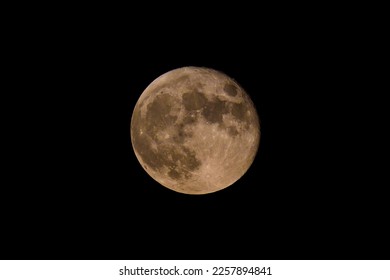 The Fall Harvest Moon over Linden, Michigan. - Shutterstock ID 2257894841