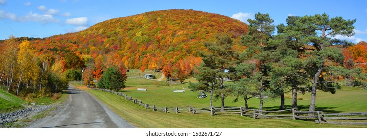 Fall Landscape Road Eastern Township Bromont, Quebec, Canada