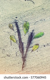 Fall leaf on floor abstract background. Fallen leaves vintage background