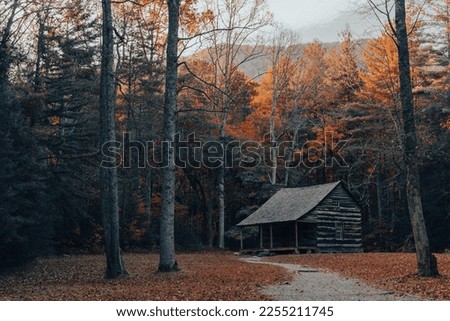 Fall mountain cabin in Cades Cove, The Great Smoky Mountains Tennessee 