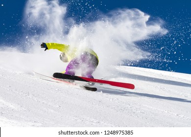 
Fall On Skis In Fresh Snow