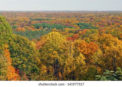 Fall Panorama In Brown County State Park In Indiana