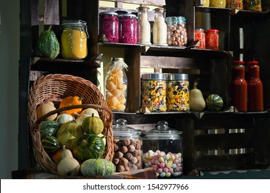 Fall Pantry with Jars With Pickled Vegetables - Shutterstock ID 1542977966