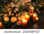 Fall Pumpkin Candles Flowers Moody