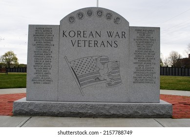 Fall River, MA
United States May 2, 2022: Korean War Veterans Memorial At Veterans Memorial Bicentennial Park.