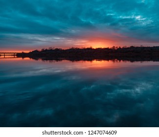 A Fall River Sunset In Saskatoon, Sk. 