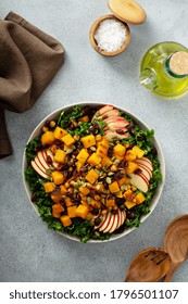 Fall Salad With Kale, Roasted Squash, Pumpkin Seeds And Apples