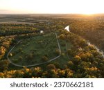 Fall season in Fargo, North Dakota. Beautiful Fall sunset picture taken over Orchard Glen Park.