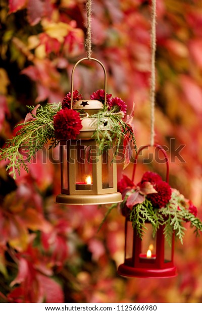 Fall Time Autumn Decoration Candlesticks Form Stock Photo Edit