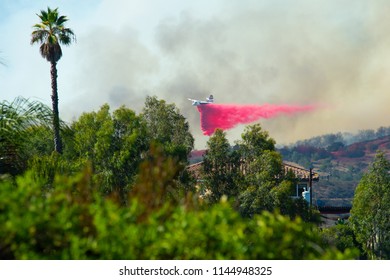 Fallbrook, California, USA – July 29 2018: CalFire Battles Wildfire Near Fallbrook, California In San Diego County.