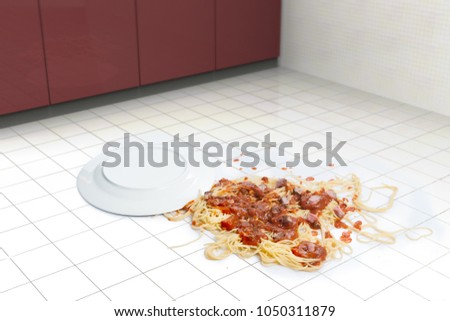 Fallen dish of pasta