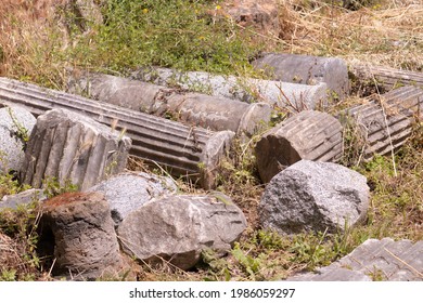 Fallen marble columns in the amphitheater of capua - Shutterstock ID 1986059297
