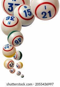 Falling Bingo Balls Isolated On White Background