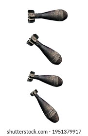 Falling Bombs isolated. Weapons of war.