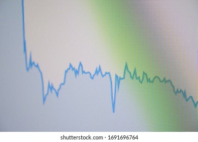 
falling chart. LCD stock market interface with blur and moire effects, digital commerce concept