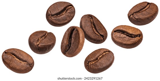 Falling coffee beans isolated on white background - Powered by Shutterstock