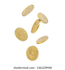 Falling Coins, Isolated On White Background