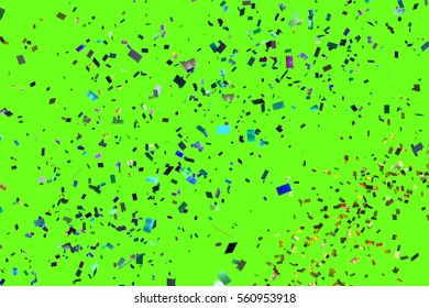 Falling Colorful Glitter Foil Confetti, Color On Chroma Key, Green Screen Background, Holiday And Festive Fun Concept