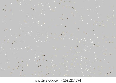 Falling confetti background. Sparkles on pastel grey trendy background. Festive backdrop for your projects.