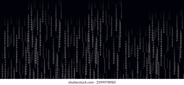 Falling digital 10000 number and glowing on black background