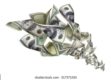 Falling Dollars On White Background