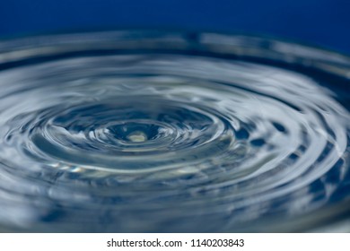 Falling Droplets Breaking Water Surface And Ensuing Ripples