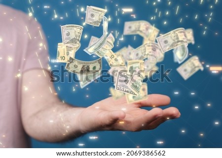 Falling euros on banknotes background
