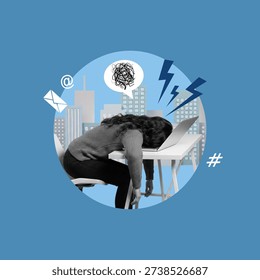 falling face down, keyboard, working, occupation, emotional stress, busy, humor, office, employee, mental burnout, frustration, tired, bizarre, business, desk