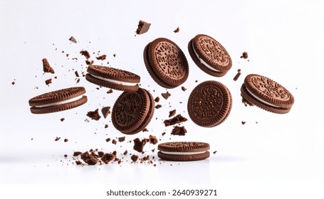 falling, fly, background, broken, brown, dessert, white background, creative, eating, cookie, chip, food photography, bakery advertisement, bakery product, biscuit branding, biscuit product shot,