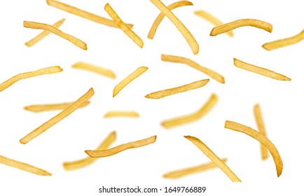 Falling fresh potato french fries