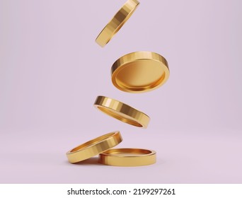 Falling golden coins on a white background. 3d rendering - Shutterstock ID 2199297261