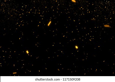 falling golden metallic glitter foil confetti, animation movement on black background, gold holiday and festive fun concept - Powered by Shutterstock