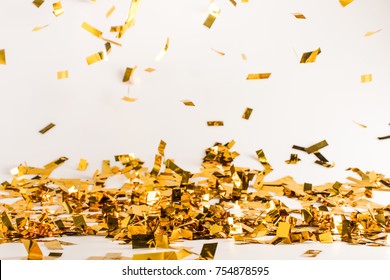 Falling Golden Shiny Confetti Background  