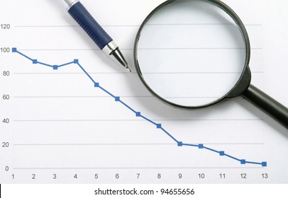 falling graph loop and pen on the desk