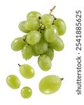 Falling Green grape isolated on white background