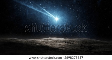 Falling meteorite, asteroid, comet in the starry sky. Elements of this image furnished by NASA. 