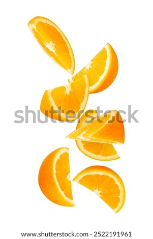 Falling Orange isolated on white background with clipping path, full depth of field.