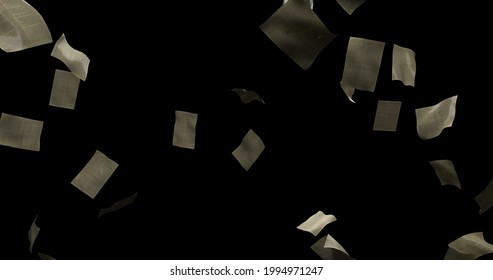 Falling Papers In Black Background - Shutterstock ID 1994971247