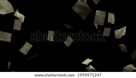 Falling Papers In Black Background