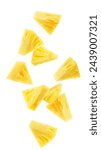 Falling Pineapple slice isolated on white background, clipping path, full depth of field