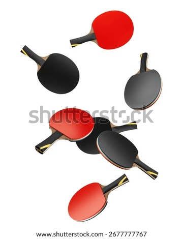 Falling Ping Pong Paddle, racket isolated on white background, full depth of field, clipping path