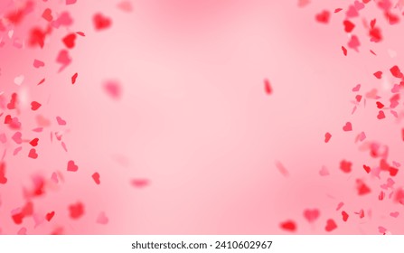 Falling pink and red hearts background for Valentine’s day