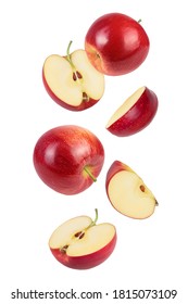 falling Red apple slices isolated on white background, - Shutterstock ID 1815073109