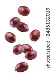 Falling red Olives isolated on white background, clipping path, full depth of field