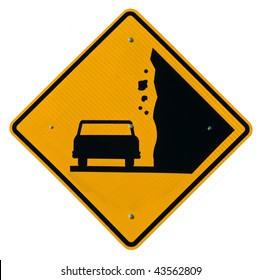 falling rock zone sign