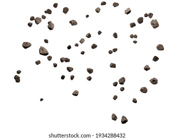 Falling Rocks Isolated On White Background.3d Rendering Illustration.